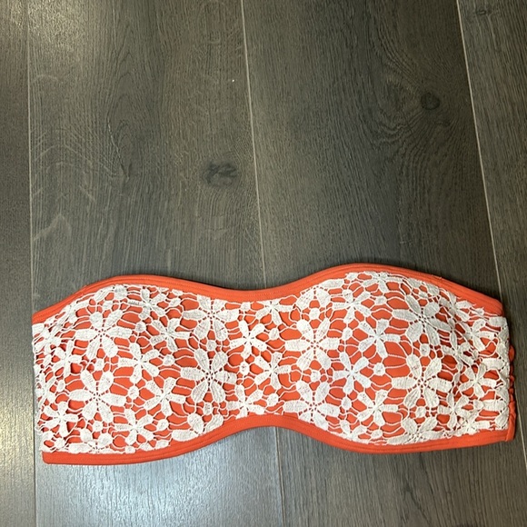 Aerie Crocheted Overlay Coral Bikini Top size L, bottom size M - Picture 6 of 13